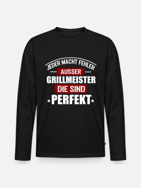 GRILLMEISTER - Männer Premium Bio Langarmshirt - Schwarz