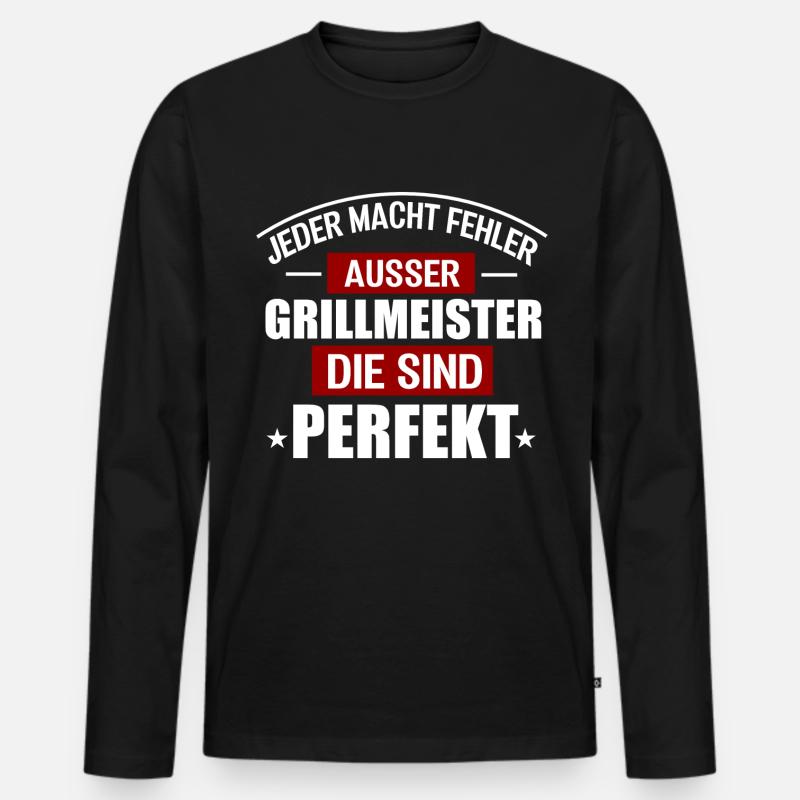 GRILLMEISTER - Männer Premium Bio Langarmshirt - Schwarz