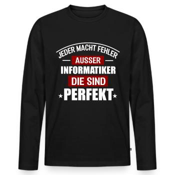 INFORMATIKER - Männer Premium Bio Langarmshirt - Schwarz - Vorne - Nico (187cm)