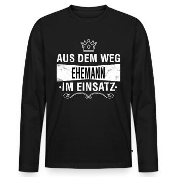 Ehemann - Männer Premium Bio Langarmshirt - Schwarz - Vorne - Nico (187cm)
