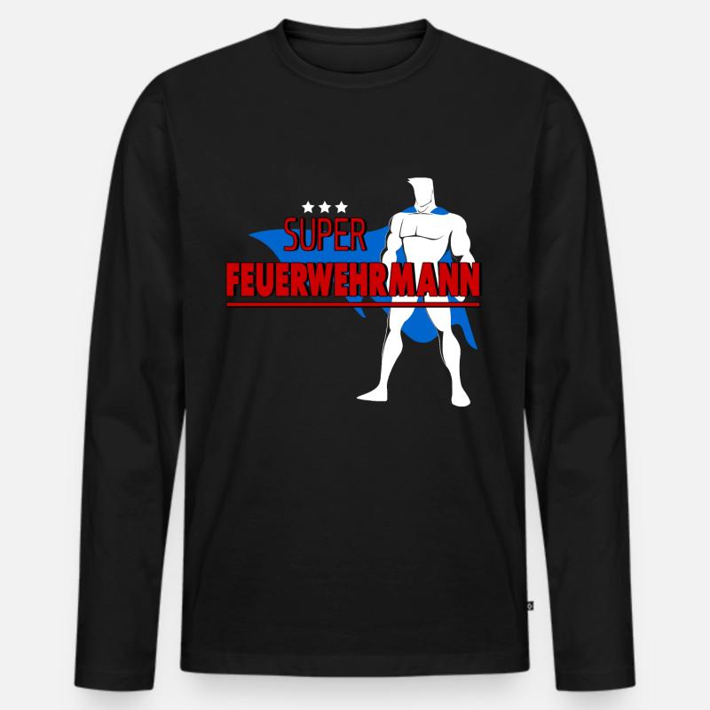FEUERWEHRMANN - Männer Premium Bio Langarmshirt - Schwarz