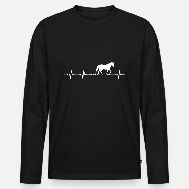 pferd - Männer Premium Bio Langarmshirt - Schwarz
