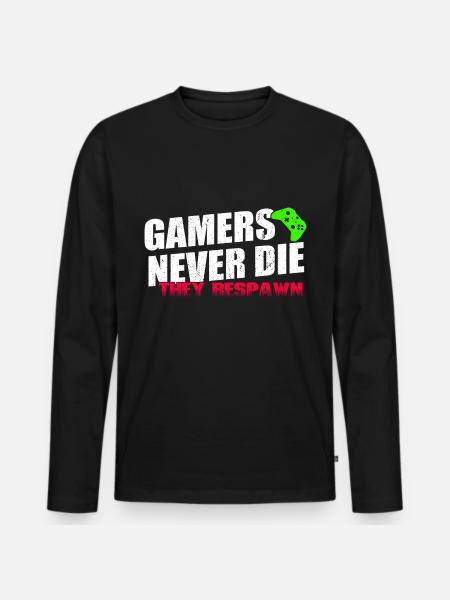 GAMERS NEVER DIE - Männer Premium Bio Langarmshirt - Schwarz