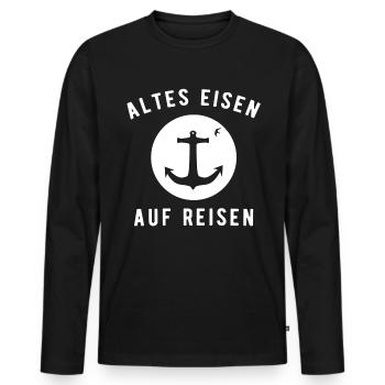 Altes Eisen auf Reisen - Männer Premium Bio Langarmshirt - Schwarz - Vorne - Nico (187cm)