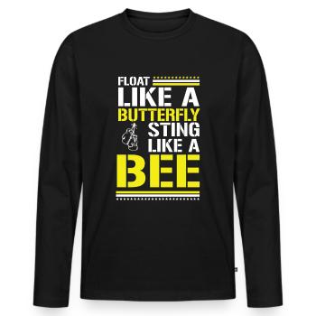 Float Like A... Zitat Muhammad Ali Trend Style - Männer Premium Bio Langarmshirt - Schwarz - Vorne - Nico (187cm)