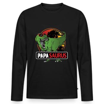 Papasaurus for every dad for Father's Day T-Rex - Men's Premium Organic Long Sleeve Shirt - black - Front - Nico (187cm)