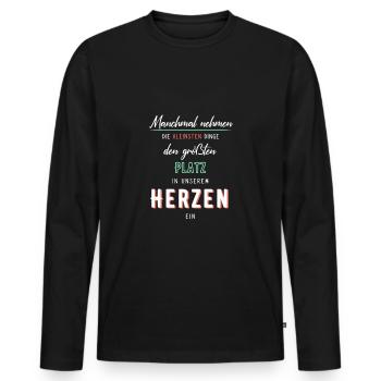 Manchmal nehmen die kleinsten... schöner Spruch - Männer Premium Bio Langarmshirt - Schwarz - Vorne - Nico (187cm)