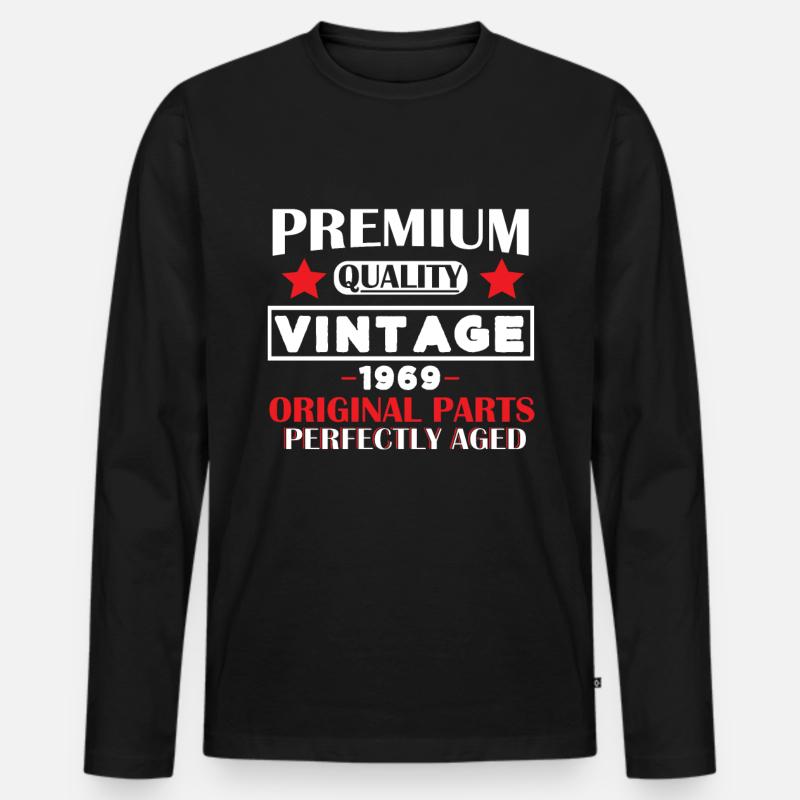1969 - Männer Premium Bio Langarmshirt - Schwarz