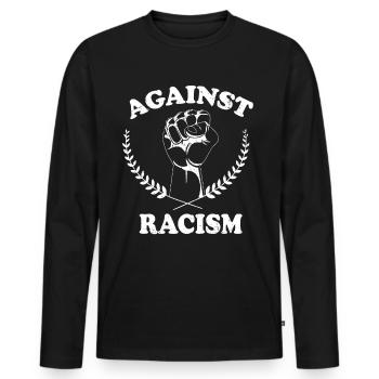 Gegen Rassismus Geschenkidee - Männer Premium Bio Langarmshirt - Schwarz - Vorne - Nico (187cm)