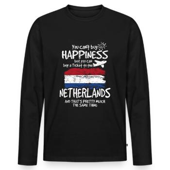 Netherlands - Men's Premium Organic Long Sleeve Shirt - black - Front - Nico (187cm)