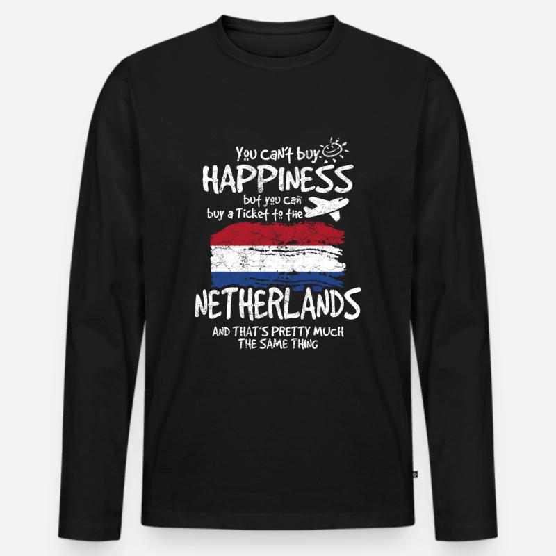Niederlande - Männer Premium Bio Langarmshirt - Schwarz
