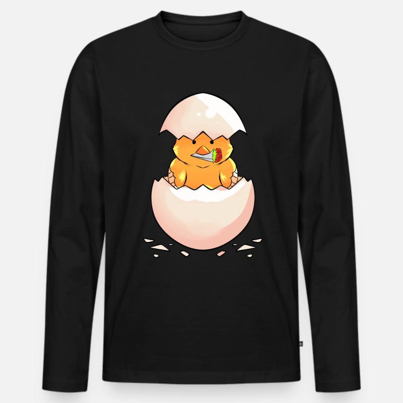 Küken Mit Einem Blumenstrauß - Männer Premium Bio Langarmshirt - Schwarz