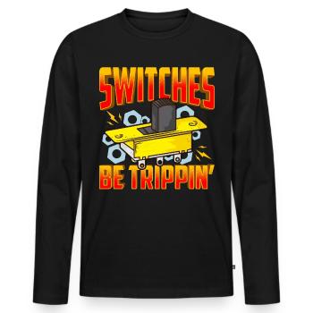 Commutateurs électricien Trippin Jokes - T-shirt manches longues Premium bio Homme - noir - Devant - Nico (187cm)