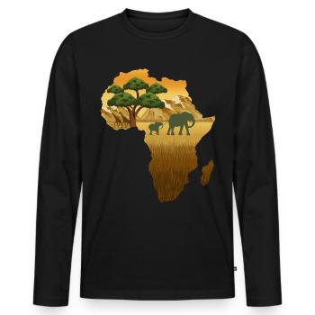 Afrika-Karten-Reggae - Männer Premium Bio Langarmshirt - Schwarz - Vorne - Nico (187cm)