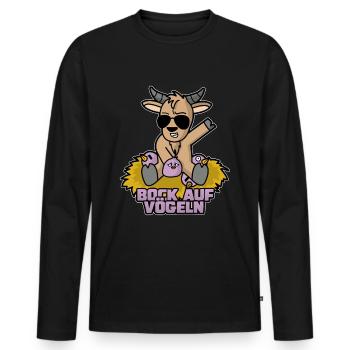 Bock auf Vögeln lustig spruch - Männer Premium Bio Langarmshirt - Schwarz - Vorne - Nico (187cm)