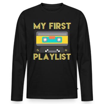 80s 90s Cassette Tape - Men's Premium Organic Long Sleeve Shirt - black - Front - Nico (187cm)