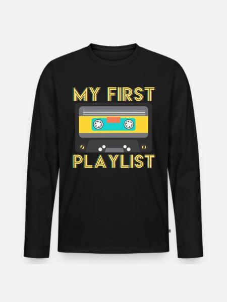 Kaseta magnetofonowa z lat 80-tych - Ekologisk långärmad premium-T-shirt herr - svart