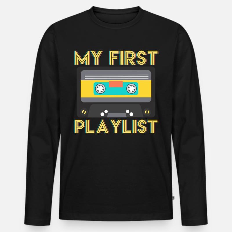 80er 90er Kassette - Männer Premium Bio Langarmshirt - Schwarz