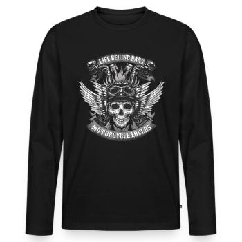 Motorcycle lovers skull - Men's Premium Organic Long Sleeve Shirt - black - Front - Nico (187cm)