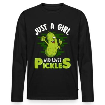 Just A Girl Who Loves Gherkins - Men's Premium Organic Long Sleeve Shirt - black - Front - Nico (187cm)