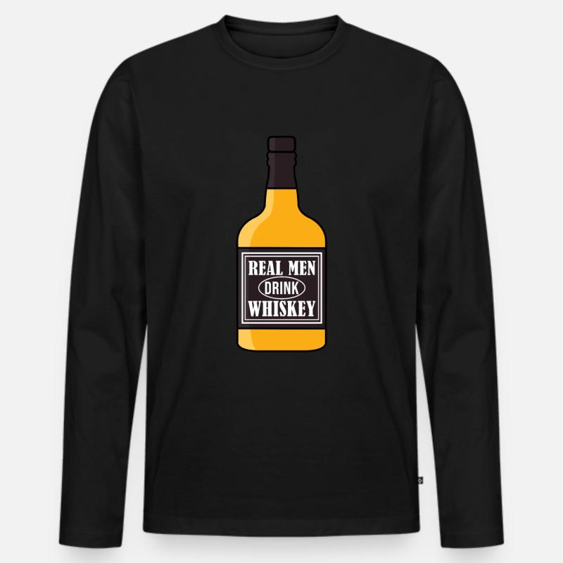 Real Men Drink Whiskey - Männer Premium Bio Langarmshirt - Schwarz