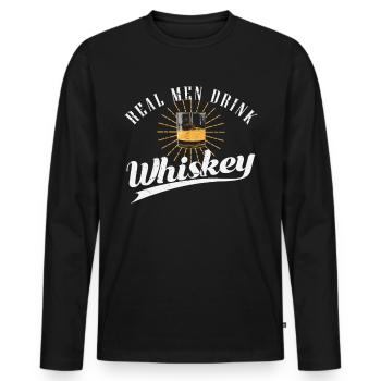 Real Men Drink Whiskey - Männer Premium Bio Langarmshirt - Schwarz - Vorne - Nico (187cm)