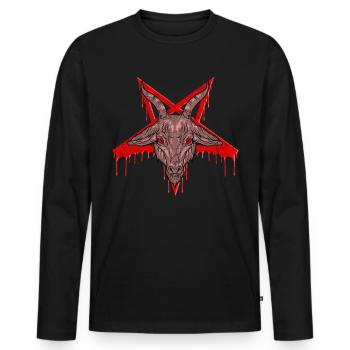 Satanic Pentagram Goat Head Halloween 666 - Men's Premium Organic Long Sleeve Shirt - black - Front - Nico (187cm)