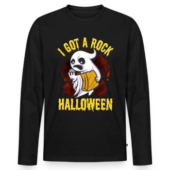 J'ai un rocher d'Halloween - T-shirt manches longues Premium bio Homme - noir - Devant - Nico (187cm)