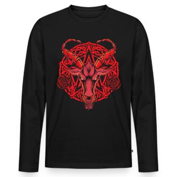 Satanic Pentagram Goat Head Halloween 666 - Men's Premium Organic Long Sleeve Shirt - black - Front - Nico (187cm)