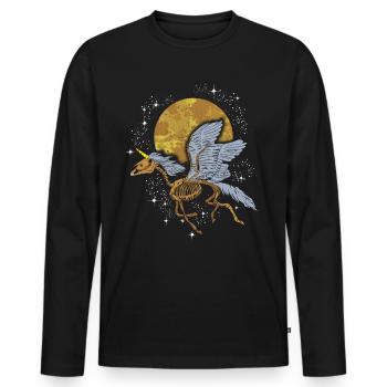 Unicorn Pegasus Skeleton-Fliegen unter Sternen - Männer Premium Bio Langarmshirt - Schwarz - Vorne - Nico (187cm)