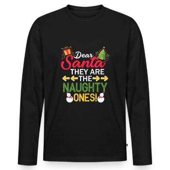 Cher Père Noël, ils sont les vilains cadeaux - T-shirt manches longues Premium bio Homme - noir - Devant - Nico (187cm)