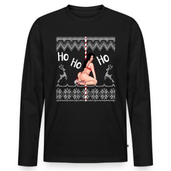 Sexy Christmas Ugly Christmas Naughty Gift - Men's Premium Organic Long Sleeve Shirt - black - Front - Nico (187cm)