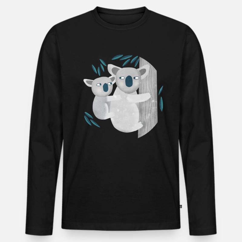 Koala - Männer Premium Bio Langarmshirt - Schwarz