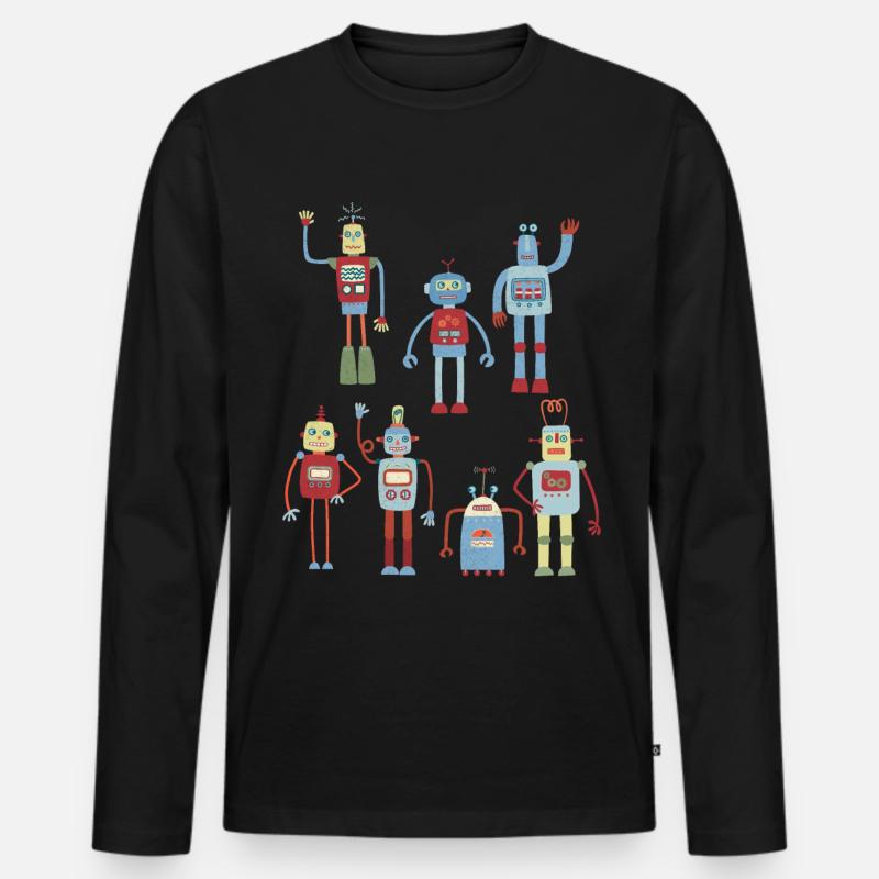 Roboter - Männer Premium Bio Langarmshirt - Schwarz