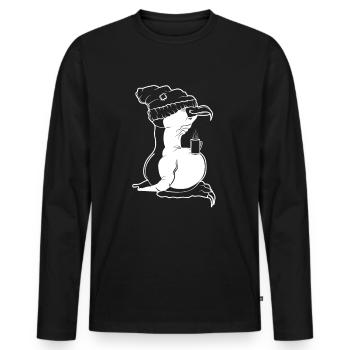 Tux Linux Penguin Coffee Break Computer Freak Nerd - Men's Premium Organic Long Sleeve Shirt - black - Front - Nico (187cm)