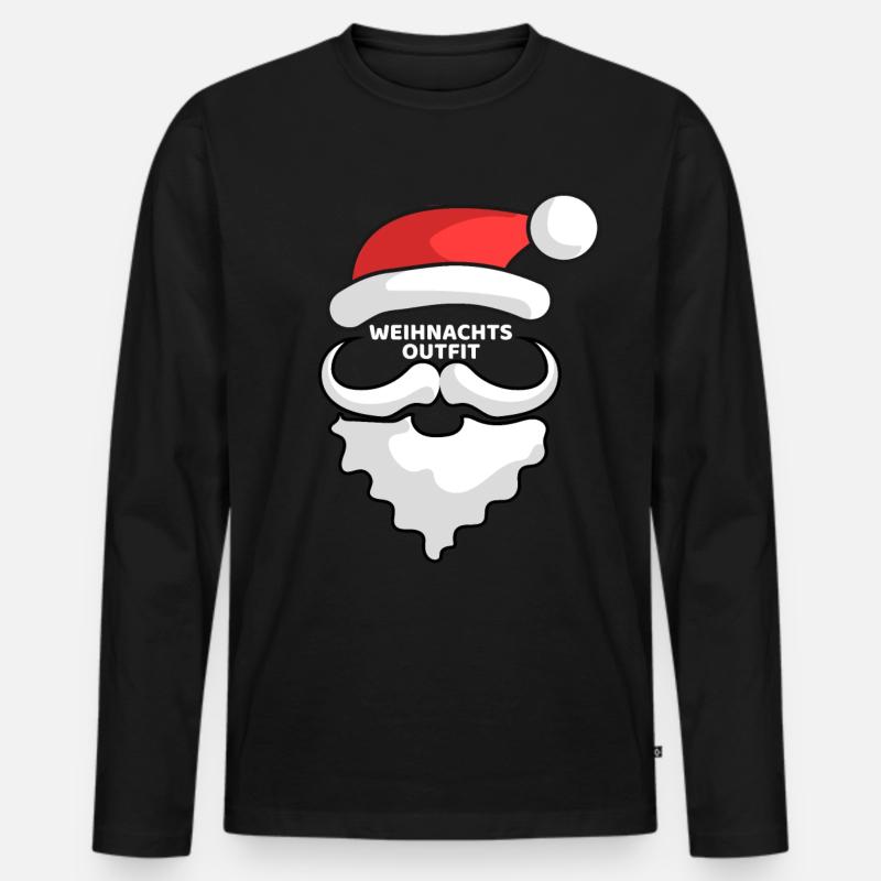 WEIHNACHTSOUTFIT - Männer Premium Bio Langarmshirt - Schwarz