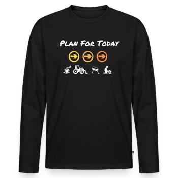 Plan for driving excavators or tractors today - Men's Premium Organic Long Sleeve Shirt - black - Front - Nico (187cm)