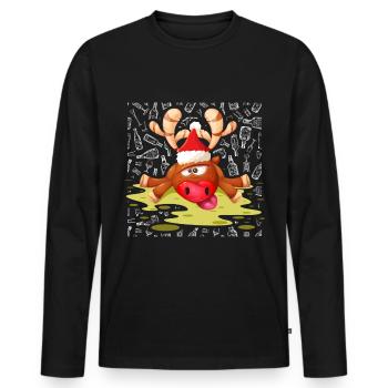 Rennes Alcool Vomi Ugly Christmas Xmas Sweater - T-shirt manches longues Premium bio Homme - noir - Devant - Nico (187cm)