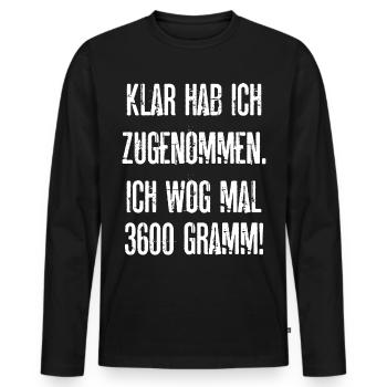 Klar Hab Ich Zugenommen ich Wog Mal 3600 Gramm - Männer Premium Bio Langarmshirt - Schwarz - Vorne - Nico (187cm)