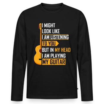 Guitar guitar player gift - Men's Premium Organic Long Sleeve Shirt - black - Front - Nico (187cm)