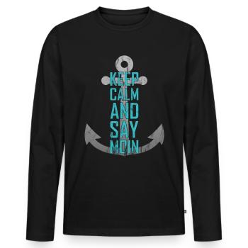Moin north German north coast Low German - Men's Premium Organic Long Sleeve Shirt - black - Front - Nico (187cm)