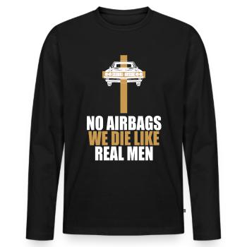Pas d'airbags nous mourons comme de vrais hommes voiture classique - T-shirt manches longues Premium bio Homme - noir - Devant - Nico (187cm)