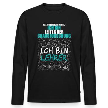 Lehrer Lehrerin Mathematik Physik Schüler Schule - Männer Premium Bio Langarmshirt - Schwarz - Vorne - Nico (187cm)