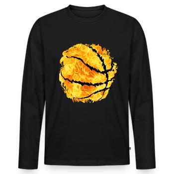 Feuer Basketball mit zerrissene Konturen Design - Männer Premium Bio Langarmshirt - Schwarz - Vorne - Nico (187cm)