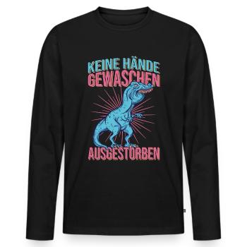 Washing hands dinosaurs - Men's Premium Organic Long Sleeve Shirt - black - Front - Nico (187cm)