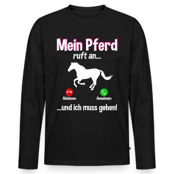 Lustiges Pferde Pferd Reiten Reiterin Geschenk - Männer Premium Bio Langarmshirt - Schwarz - Vorne - Nico (187cm)
