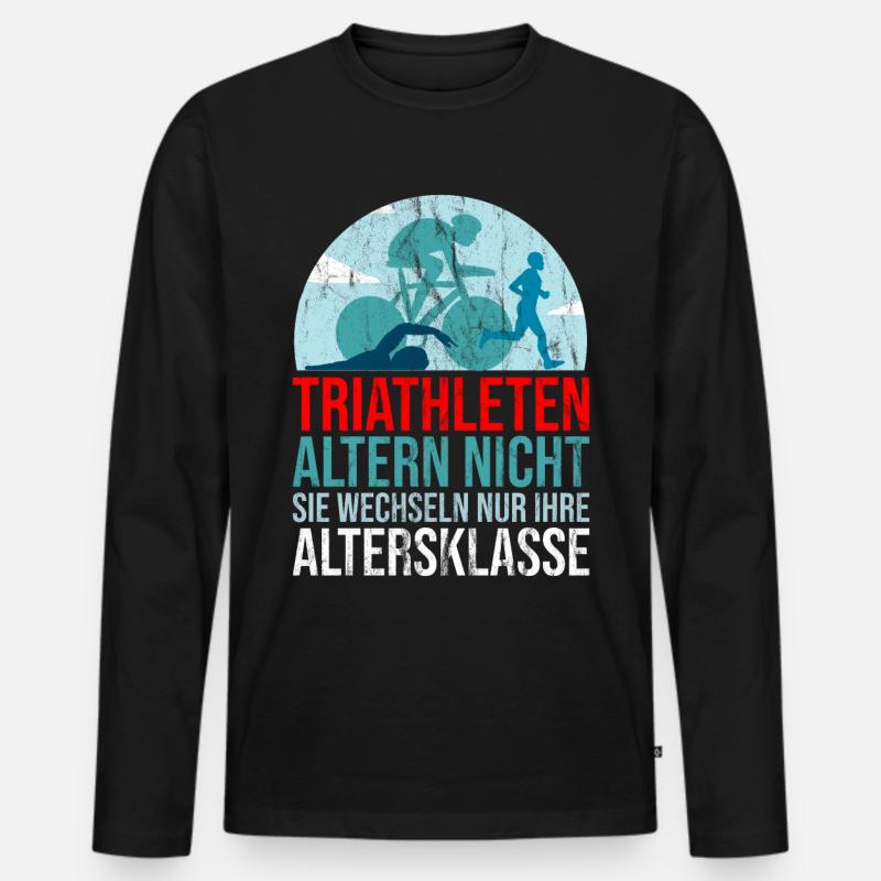 Triathlet Triathlon Geschenk - Männer Premium Bio Langarmshirt - Schwarz