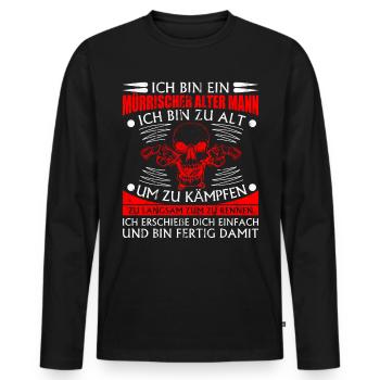 Mürrischer Alter Mann Spruch Opa Rentner Geschenk - Männer Premium Bio Langarmshirt - Schwarz - Vorne - Nico (187cm)
