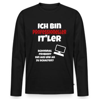 Computer PC Laptop Office IT'ler - Männer Premium Bio Langarmshirt - Schwarz - Vorne - Nico (187cm)