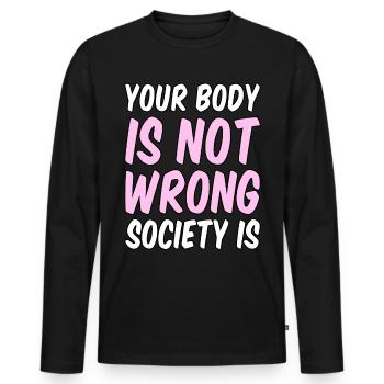 Body Positive Curvy Plus Cadeau Size - T-shirt manches longues Premium bio Homme - noir - Devant - Nico (187cm)
